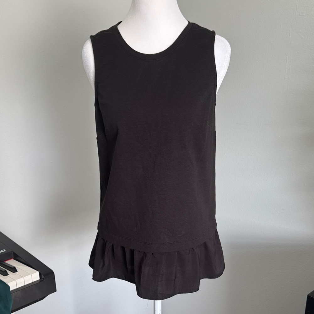 J. Crew Black Ruffle Hem Tank Top